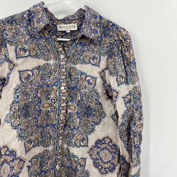 Hale Bobe Button Down Linen Blouse Small - Picture 2 of 10